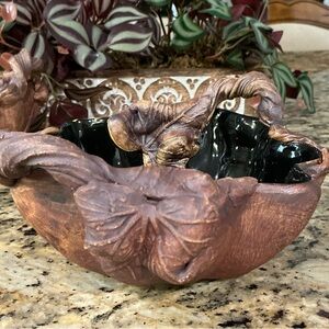 Vintage Terrafirma Ceramic leaf bowls